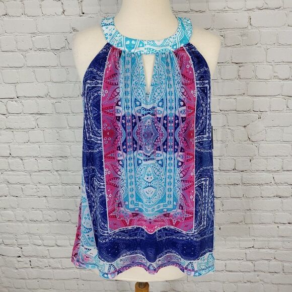 Inc Ombre Bloom Chiffon Halter Top Paisley M NEW - Picture 3 of 8